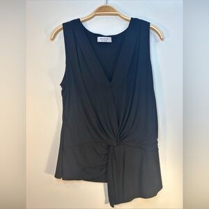 Bailey 44 Made in USA black faux wrap Twist top sleeveless asymmetrical top sz M